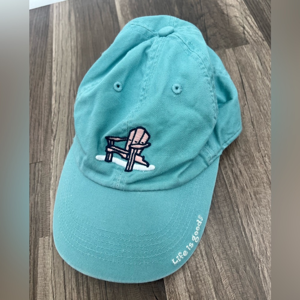 Life is Good Turquoise Baseball Cap with Adirondack Chair